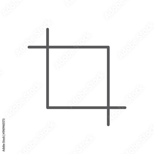 Minimalist crop tool icon for photo editing application user interface and web design interface vector illustration graphic design element.
