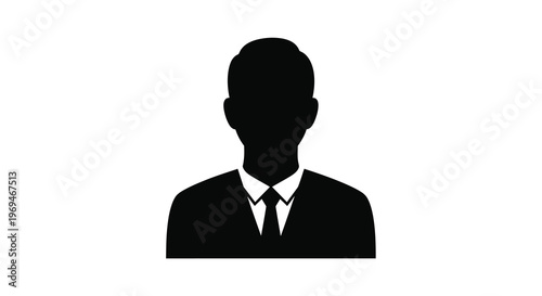 Silhouette of a man in a suit and tie against a white background