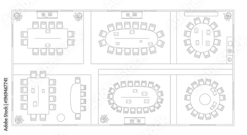 Variety of conference room layouts and seating arrangements