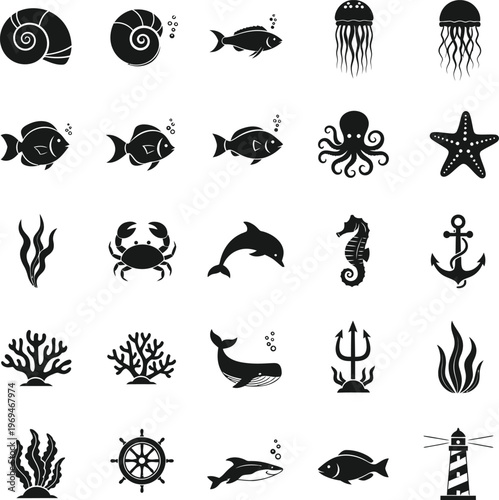 Black and white ocean underwater marine life