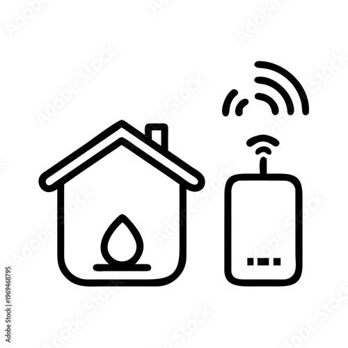 Remote control boiler system for smart home heating with wireless connection and house icon