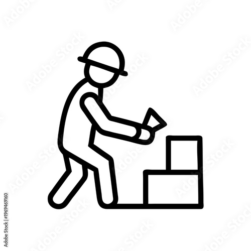 Professional worker icon representing construction industry and masonry labor in flat style