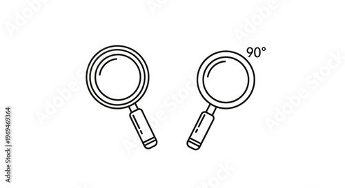 Two magnifying glasses a minimalist line drawing illustrating investigation and detailed observation concepts