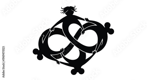 Stylized figures form an infinity loop, symbolizing endless connection and unity.