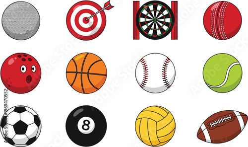 Collection of Sport Equipment Including Balls, Darts, and More