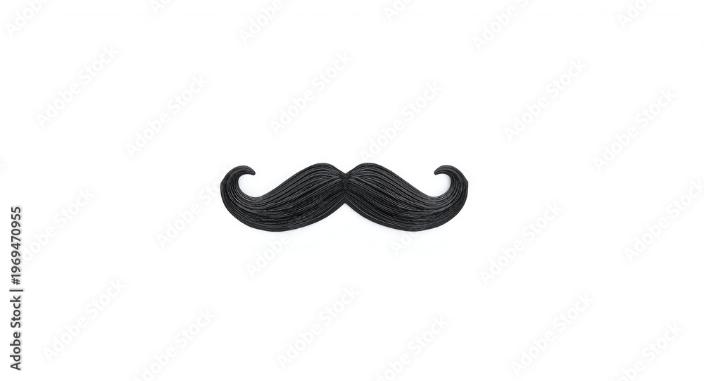 Obraz premium Timeless black fake mustache for men from retro period on stark white base