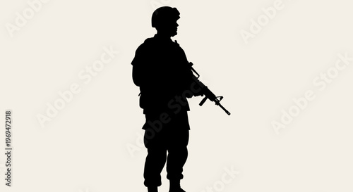 Soldier Silhouette with Rifle Standing 1.