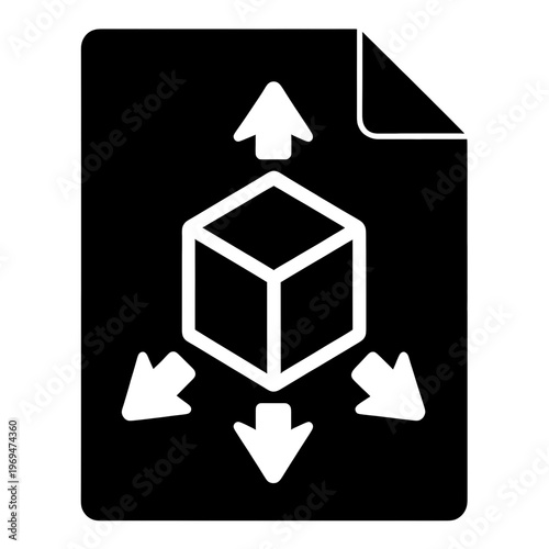 3D Cube Box File Icon with Arrows