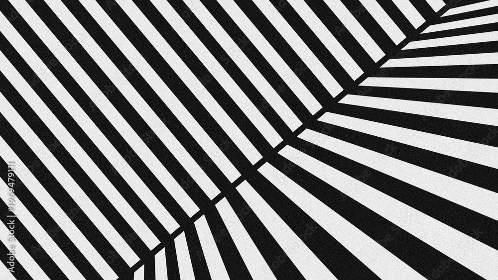 Fototapeta premium Bold black and white abstract geometric background with thick diagonal lines intersecting to form sharp triangular shapes, creating a dynamic, high-contrast optical illusion pattern.