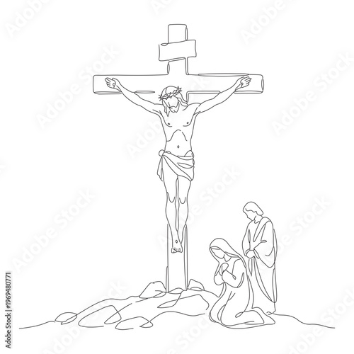 Εκτύπωση καμβά line drawing of jesus crucified
