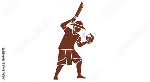 Cricket Player in Action Pose.