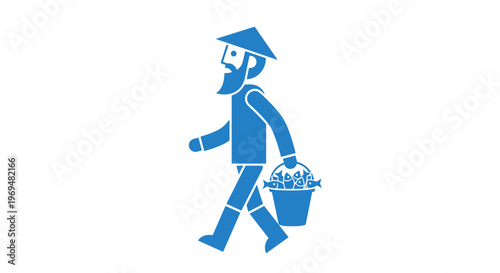 Man carrying a basket.