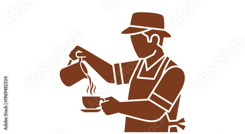 Man pouring hot beverage.