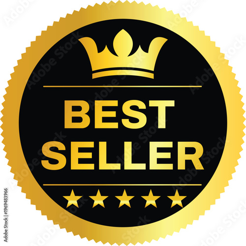Best Seller Badge Logo Design, Best Seller Sticker and Label with 100% Satisfaction Guaranteed Text, Premium Quality Marketing Seal and Trust Mark, Vector Illustration
