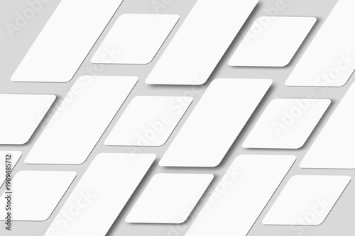 Vertical rounded rectangle story mockup set with soft shadows on neutral background. Minimal template for social media posts, mobile UI design, advertising, stories feed and branding presentation