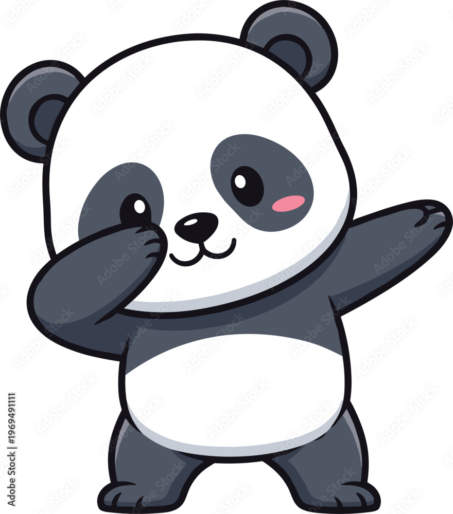 Fototapeta premium Cute Panda Dancing Cartoon Character Funny Animal Vector Illustration for Kids