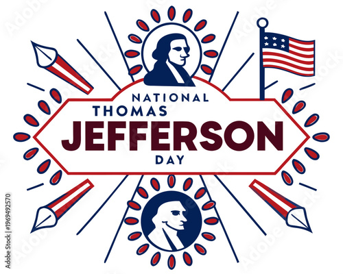 NATIONAL THOMAS JEFFERSON DAY vector illustration isolated on white background