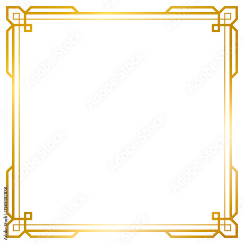 Decorative gold frames collection png transparent background, Art Deco gold frame, Vintage frame line geometric, wedding, label, card, frame, cover, poster, greeting, invitation
