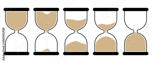 Set of hourglass or sandglass vector simple flat illustration. 