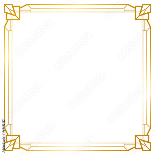 Decorative gold frames collection png transparent background, Art Deco gold frame, Vintage frame line geometric, wedding, label, card, frame, cover, poster, greeting, invitation
