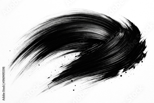 Bold black brushstroke texture on a clean white background with artistic contrast for creative use