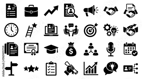 Business and Career Development Icons Set for Professional Growth and Success