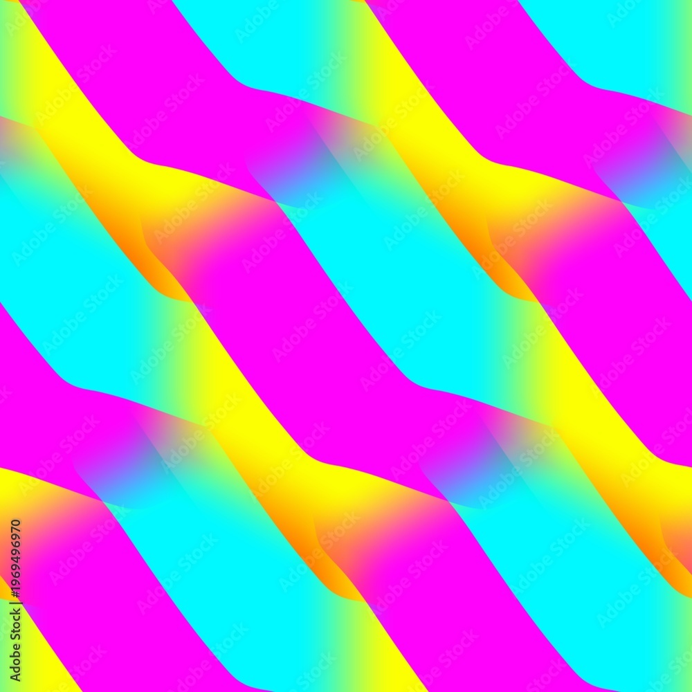 Carta da parati Colorful abstract digital artwork with vivid neon tones kaleidoscopic geometric