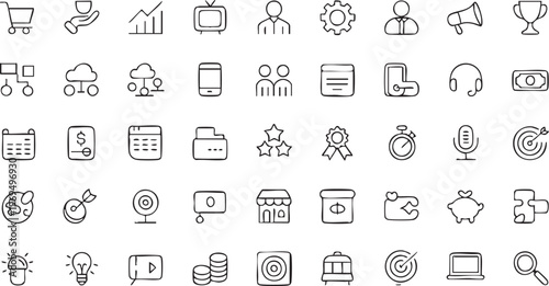 Minimal line icons for ecommerce marketing and financial performance tracking