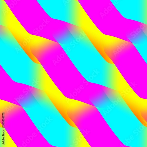 Colorful abstract digital artwork with vivid neon tones kaleidoscopic geometric shapes and smooth gradients showing psychedelic visual style suitable for backgrounds design and creative projects