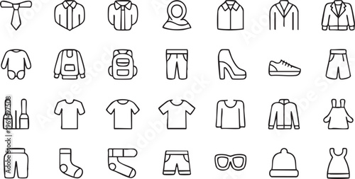 Retail fashion icon collection for ecommerce and online shopping