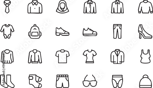 Outline apparel icons collection for ecommerce retail and fashion design