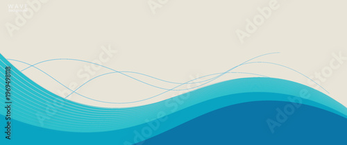 Blue water wave banner template layered vector. Modern banner background flowing in blue. simple wave for banner.