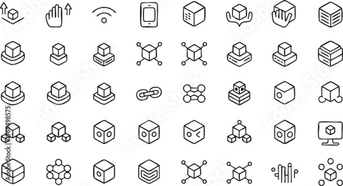 Blockchain and crypto symbol set for apps dashboards and platforms