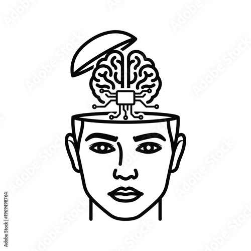 Tableau sur toile Brain Technology Human Concept Commercial