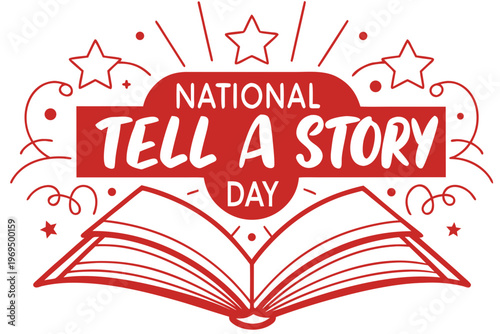 NATIONAL TELL A STORY DAY vector illustration isolated on white background