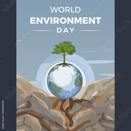 World environment day with a tree on the globe