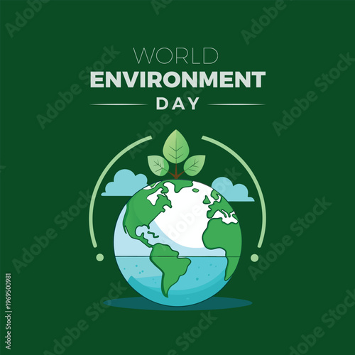 World environment day illustration with green earth