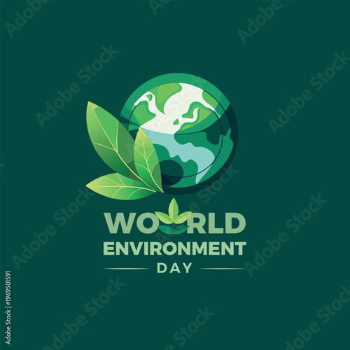 World environment day with green leafy globe