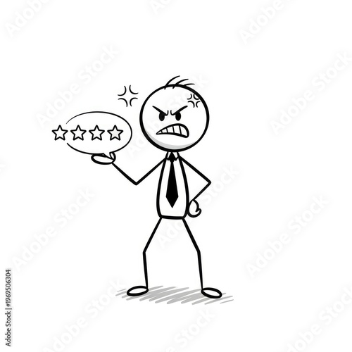Angry businessman giving bad rating feedback.