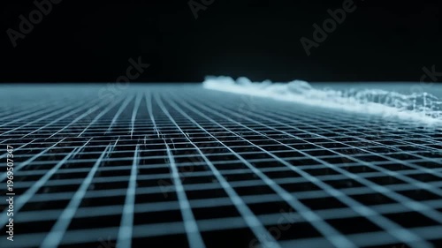 Wallpaper Mural Abstract grid surface with flowing water or mist in dark space Torontodigital.ca