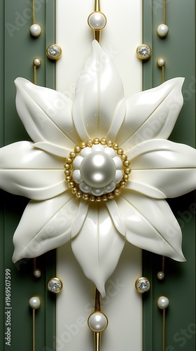 Elegant Pearl and Rhinestone Flower Brooch