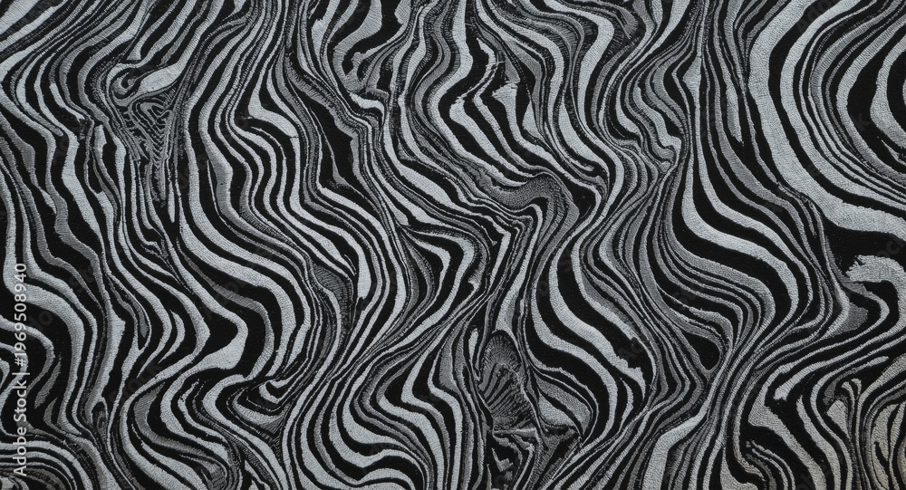 Fototapeta premium Textured background with distinctive black and white wave pattern and copy space