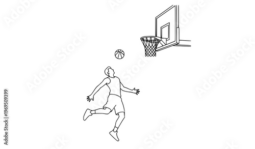 Minimal Basketball Dunk Icon – Athlete Jump Outline Vector Symbol