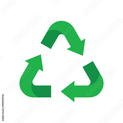 Green Recycle icon vector design on white background.