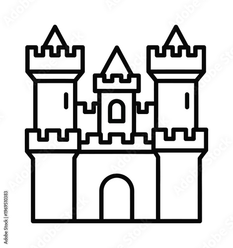Vector of a medieval castle with three towers and battlements