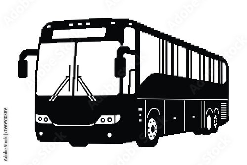 Vector graphic of a large city bus with windows and wheels