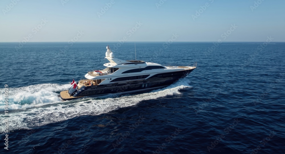Fototapeta premium majestic yacht navigating wide open sea waters with grace