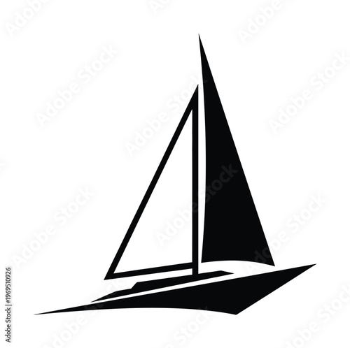 Minimalist vector of a sailboat with a sleek design and sharp lines