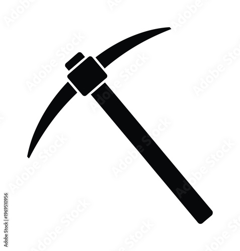 Vector of a pickaxe with a long handle and sharp tip