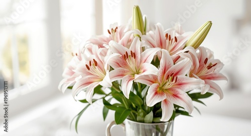 Soft pink and white lilies ...